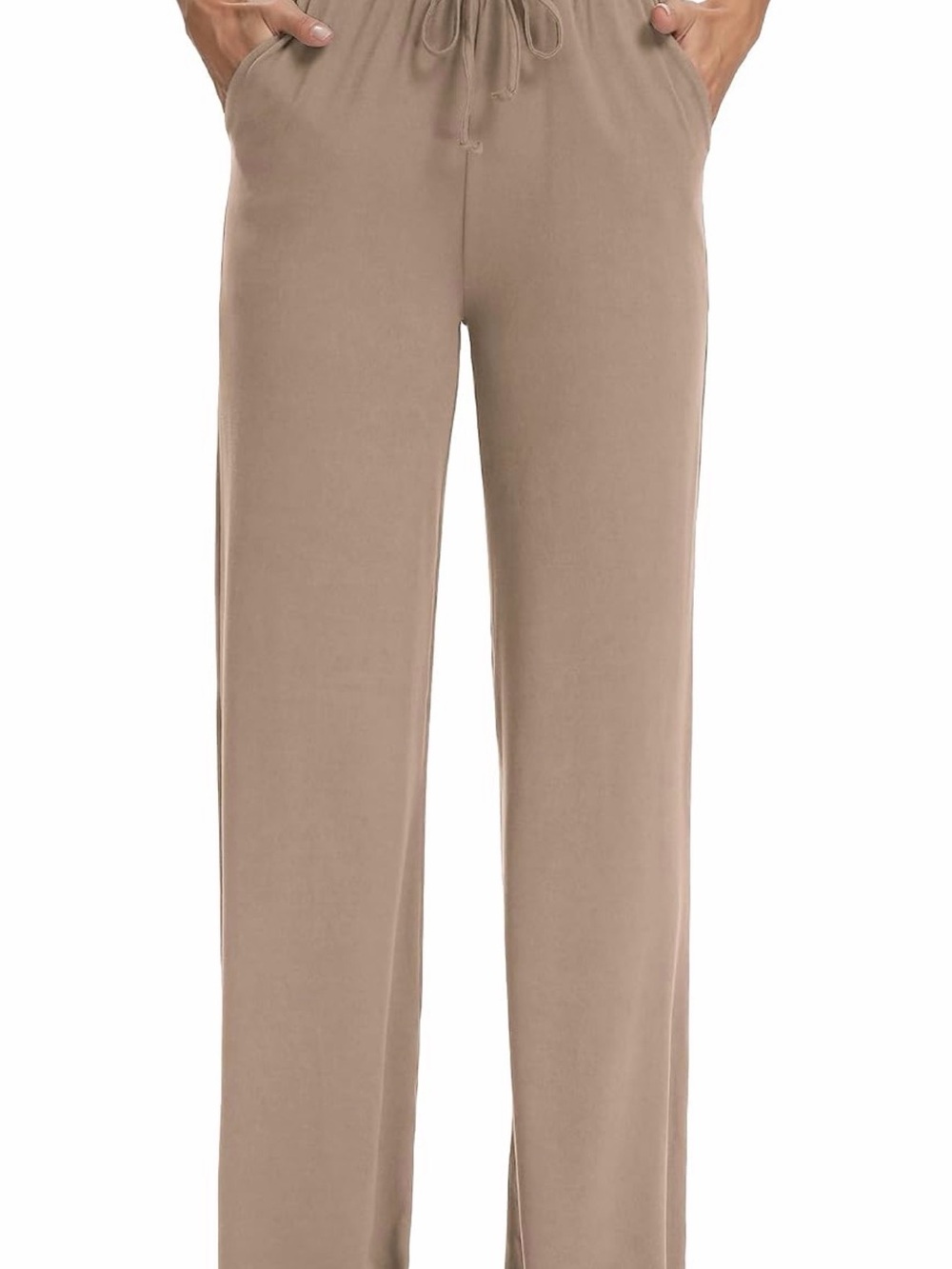 Wide Leg Drawstring Pants in Taupe